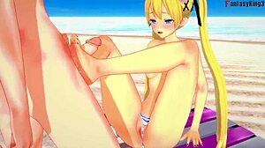 marie rose gets fucked in bikini on the beach in this anime hentai fantasy