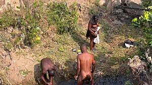 Two Strangers Pound Teen 18+ Village Girl by River.