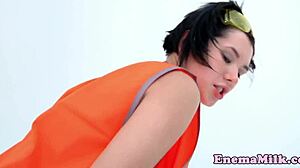 Watch Glam Dyke Get Dildo Fucked During Enema Fetish!