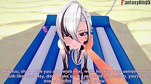 i watch arlecchino fucking hard in bikini on the beach - genshin impact 3