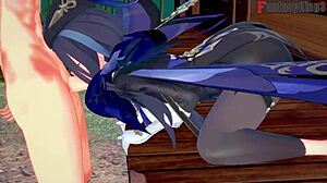 Clorinde delivers steamy blowjob in Genshin Impact fantasy 3D scene