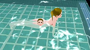 Anime Woman Took A Bath In A Japanese Public Bath【Sento】