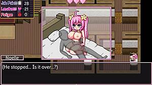 Noelle does her best in anime hentai, flaunting big tits and ass while blowing and swallowing cum.