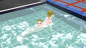 Anime Woman Took A Bath In A Japanese Public Bath【Sento】