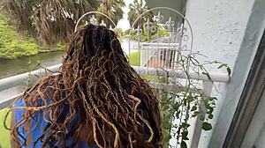 lucy hayz waters plants sensually in bedroom