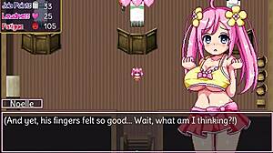 Noelle does her best in anime hentai, flaunting big tits and ass while blowing and swallowing cum.