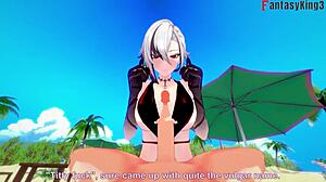 Jeg ser Arlecchino kneppe hårdt i bikini på stranden - Genshin Impact 3