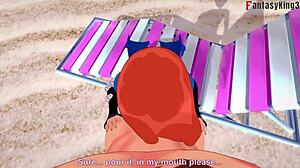 Yae miko feels intense passion in bikini sex on beach pov