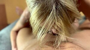 Amateur hot wife sucks nervous neighbor to cum in mouth.