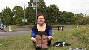 I toy my shaved pussy in public roundabout