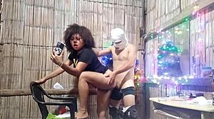 Beautiful Asian With Curly Hair Has Passionate Sex With Pizza Boy On Christmas
