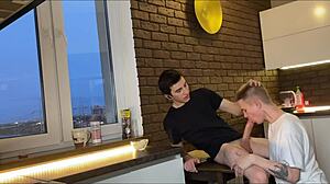 I, uh, got this sweet guy over... juicy blowjob got him off!