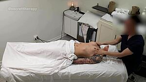 Alice, a young 18+ waitress, discovered an unexpected interracial massage at our spa bed