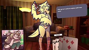 2 chicks playing poker furry strip poker