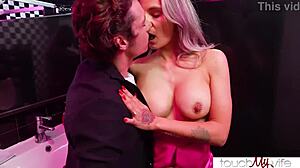 Emotional Sharing of Blonde Hotwife Mandy Rhea in Nightclub Bathroom