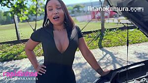 Young Asian girl asks truck driver for help, ends up getting fucked on the road! Lina Nakamura, John Coffee