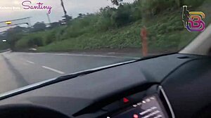 Almost caught by my cop husband watching me take huge cock in car