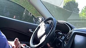 A stranger noticed my car masturbation and helped me cum.