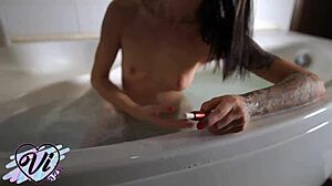 Teen Fingers Pussy and Cums in Bathroom After Work - Smoking Hot Scene.
