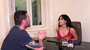 Brunette Licks Boss's Pussy to Keep Job