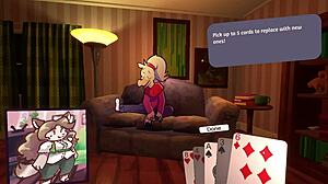 2 chicks playing poker furry strip poker