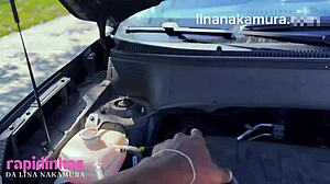 Young Asian girl asks truck driver for help, ends up getting fucked on the road! Lina Nakamura, John Coffee