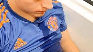 Cute French boy pisses and cums on face! 😲