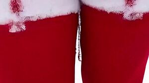 Horny Stepmom Teases in Sexy Christmas Bikini with Dirty Talk.