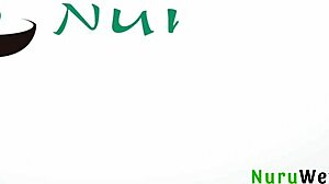 Gorgeous blonde masseuse Alexis Malone seduces with nuru gel