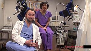 Hey, Jackies ben får gyno undersøgelse af sygeplejerske Lilith Rose på skjult kamera!