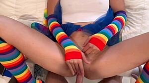 Bad Bunny gets candy cum and squirts on cock at Halloween