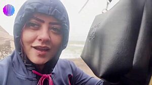 Big Tits Babe Flashing Ass in Doggystyle on Beach in Front of Everyone