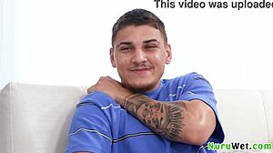 Gorgeous blonde masseuse Alexis Malone seduces with nuru gel