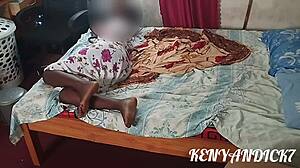 sexy african wife seduces husband in bedroom with tickling