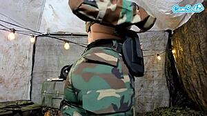 Naughty Teen Soldier Almost Caught Masturbating