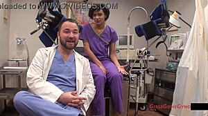 hey, jackies banes gets gyno exam by nurse lilith rose on hidden cam!