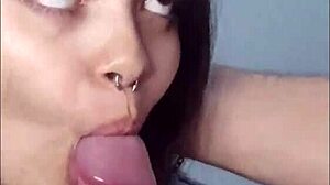 Novinha Gives Deep Sloppy Blowjob Swallows Cum Completely