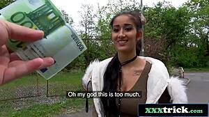 busty hungarian student paid for photoshoot and public banging