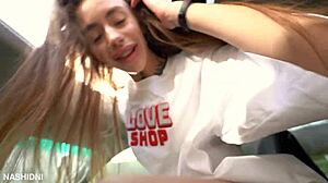 risky car threesome turns into rough hard sex at home with epic facial finish