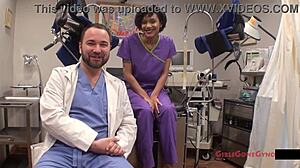 hey, jackies banes gets gyno exam by nurse lilith rose on hidden cam!