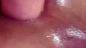 Tight Shemale Stretches with 11-Inch Dildo in Solo Play