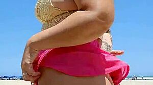 I found a lover at the beach and tease him by going almost naked.