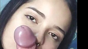 Novinha Gives Deep Sloppy Blowjob Swallows Cum Completely