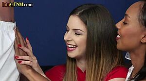 Ebony in wedding dress jerks old cock in wild 3some with friend