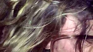 wife secretly gives blowjob to another man at home.