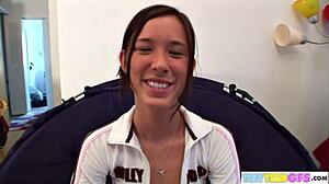 Brooke Skye fingers her pussy up close