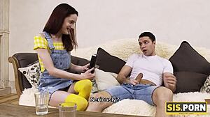 dirty babe, turn on your stepbrother and get that shaved pussy nailed!