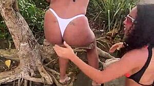 Hey, we're the hairy girls getting wild on the beach with swingers!