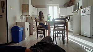 italian guy begs for blowjob but settles for sensual handjob in dorm.