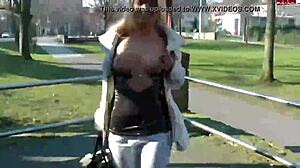 German Blonde Teen Stripped Naked In Public, Big Tits And Ass On Display